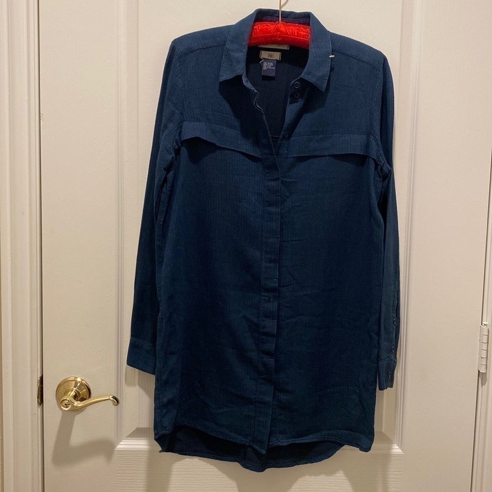 Madewell Blue Button Front Tunic Top